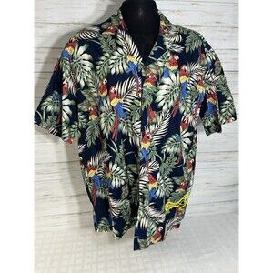 Vtg. Aloha Republic Hawaiian Shirt Mens XL USA Made All Over Print Parrot Flower